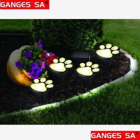 1pc GANGES SA Solar Garden String Lights; 4 Cat And Dog Footprint Lights; Solar Lawn Lights; Solar Landscape Fence String Lights; Outdoor Garden Decor