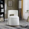 360¬∞ Swivel Accent Chair with Storage Function, Velvet Curved Chair with Gold Metal Base for Living Room, Nursery, Bedroom [Video]