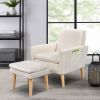 cream white velvet armchair with ottoman