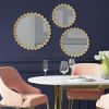 Gold Beaded Round Wall Mirror 3-piece set