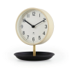 Better Homes & Garden Light Tan Finish and Black Tabletop Round Analog Dial Clock with Trinket Tray Base