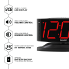 Sharp LED Digital Alarm Clock, Swivel Base, Black Case, Red Display, SPC033A