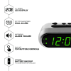 SHARP Digital Dual Alarm Clock, Silver with Green LED Display, Ascending Alarm