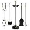 31 inch 5 Pieces Metal Fireplace Tool Set with Stand