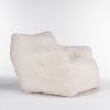 Soft Tufted Foam Bean Bag Chair With Teddy Fabric Ivory White