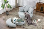 Orisfur. 360¬∞ Swivel Accent Barrel Chair with Storage Ottoman & 4 Pillows, Modern Linen Leisure Chair Round Accent for Living Room