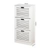 Wooden Shoe Cabinet for Entryway, White Shoe Storage Cabinet with 3 Flip Doors 20.94x9.45x43.11 inch