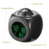 LCD Projection Alarm Clock Battery Powered with Voice Broadcast Function Snooze Temperature Display 12/24 Hour Time System