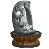 11inches Buddha Fountain Fengshui Indoor Tabletop Decorative Waterfall Kit with Submersible Pump for Office and Home Decor