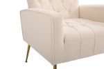 Modern Accent Chair with Ottoman, Comfy Armchair for Living Room, Bedroom, Apartment, Office (Beige)