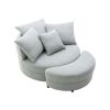 Orisfur. 360¬∞ Swivel Accent Barrel Chair with Storage Ottoman & 4 Pillows, Modern Linen Leisure Chair Round Accent for Living Room