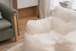 Soft Tufted Foam Bean Bag Chair With Teddy Fabric Ivory White