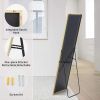 Floor Standing Mirror, Wall Mirror with Stand Aluminum Alloy Thin Frame,16''*59'',Gold-rect