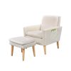 cream white velvet armchair with ottoman