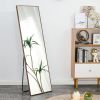 Brown Solid Wood Frame Full-length Mirror, Dressing Mirror, Bedroom Home Porch, Decorative Mirror, Clothing Store, Floor Mounted Large Mirror, Wall Mo