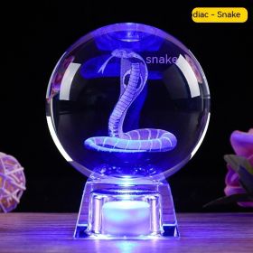 Crystal Ball Zodiac Decorative Crafts Luminous Ornaments (Option: Snake-6cm Ball Electronic Base)