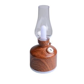 Kerosene Lamp Air Humidifier Home Bar (Option: Wood grain color-USB)