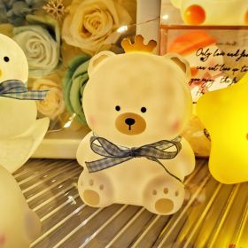 Cartoon Luminous Night Market Stall Led Small Night Lamp Christmas Gift (Option: Nini Bear White Blue Ribbon)