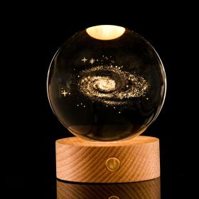 Luminous Galaxy Crystal Ball Decoration 3D Laser Inner Carving (Option: Galaxy-6cm Crystal Ball Base)