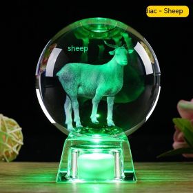 Crystal Ball Zodiac Decorative Crafts Luminous Ornaments (Option: Sheep-6cm Ball Electronic Base)