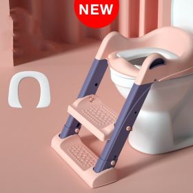 Stair-type Male And Female Baby Ladder Folding Rack Ring Cushion Child Toilet (Option: New pink purple pvc cushion)