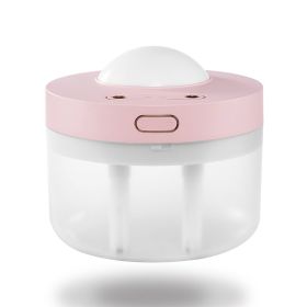 Projection Humidifier Portable Rechargeable Rotating Projection Night Light Bedroom Moisturizing Double Spray Double Fog (Color: Pink)