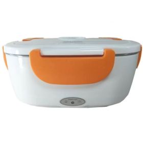 Insulated Lunch Box Large Capacity Heated Electric Lunch Box Stainless Steel Car Bento Box (Option: Orange-American Standard)