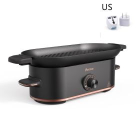 Mini Barbecue Plate Electric Baking Pan Grill Household Smoke-free (Option: Titanium Black-US)