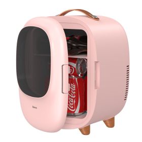 Small Dormitory Beauty Refrigerator Vehicle-mounted Home Use Cosmetics (Option: Pink-EU)