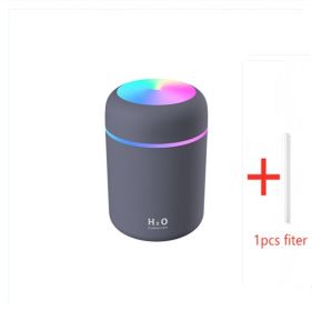 Home Car Charging Colorful Air Humidifier Usb Water Replenishment (Option: Dark Grey-With 1filter)