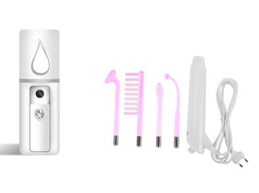 High Frequency Facial Machine Electrode Wand Glass Tube Electrotherapy (Option: Mirror style set-Purple EU)