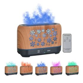 Christmas Snowflake Pattern Humidifier Household Colorful Aromatherapy Humidifier Atmosphere Colorful Diffuser (Option: Wood grain remote control-UK)