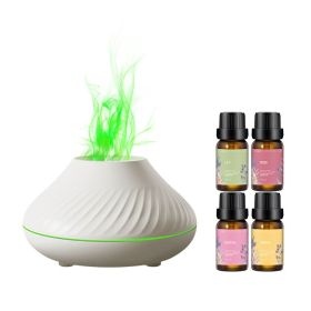 Home Creative Seven-color Flame Aromatherapy Machine With Ambient Light (Option: White-With Essential Oil-USB)