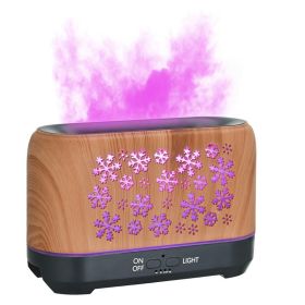 Christmas Snowflake Pattern Humidifier Household Colorful Aromatherapy Humidifier Atmosphere Colorful Diffuser (Option: Wood grain-UK)