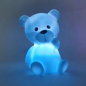 Luminous Toys, Children's Room LED Lights, Bedside Lamp Decorations, Enamel New Creative Gifts (Option: Crooked bear Blue)