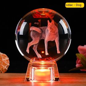 Crystal Ball Zodiac Decorative Crafts Luminous Ornaments (Option: Dog-6cm Ball Electronic Base)