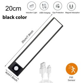 Plastic Night Light Cabinet Lower Motion Sensor Night (Option: Black20CM-ColdWhite6000K)