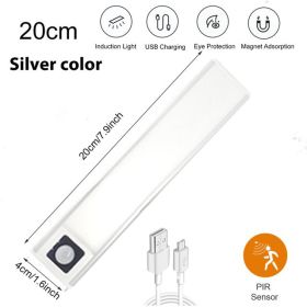 Plastic Night Light Cabinet Lower Motion Sensor Night (Option: Silver20CM-ColdWhite6000K)