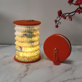 Folding Small Lantern For Cultural And Creative Gifts (Option: Orange flocked cover-2.5W)