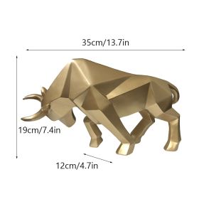 NORTHEUINS 35cm Resin OX Figurines for Interior Wall Street Bull Wealth Statue Home Living Room Office Mascot Desktop Decoration (Color: golden)