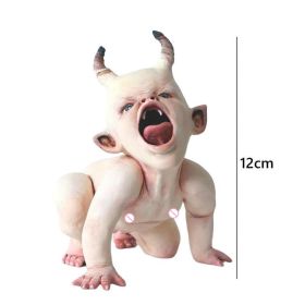 Resin Zombie Baby Dolls Scary Baby Resin Figurine Ornament Collection Model Haunted Halloween Decor Props Supplies Desktop Decor (Color: F)