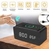 Digital Alarm Clock Qi-Wireless Charger Time Temperature Calendar Display Clock w/ Voice Control Brightness Adjustment