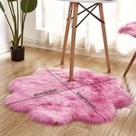 1pc, Soft and Plush Flower Shaped Fur Rug - Faux Sheepskin Area Rug for Bedroom, Sofa, and Nursery - Machine Washable and Perfect for Living Room and (Color: Rose Red, size: 60*60cm/23.62in*23.62in)