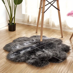 1pc, Soft and Plush Flower Shaped Fur Rug - Faux Sheepskin Area Rug for Bedroom, Sofa, and Nursery - Machine Washable and Perfect for Living Room and (Color: Dark Gray, size: 17.72*17.72inch)