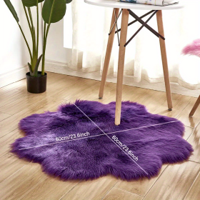 1pc, Soft and Plush Flower Shaped Fur Rug - Faux Sheepskin Area Rug for Bedroom, Sofa, and Nursery - Machine Washable and Perfect for Living Room and (Color: Purple, size: 60*60cm/23.62in*23.62in)