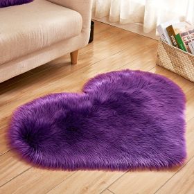 1pc, Fluffy Shaggy Area Rug, Solid Color PV Velvet Carpet, Plush Heart Shape Rug For Valentine's Day Wedding Anniversary Home Floor Decor, For Living (Color: Purple, size: 19.69*23.62inch)