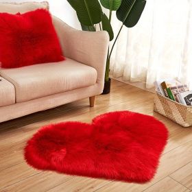 1pc, Fluffy Shaggy Area Rug, Solid Color PV Velvet Carpet, Plush Heart Shape Rug For Valentine's Day Wedding Anniversary Home Floor Decor, For Living (Color: Red, size: 19.69*23.62inch)