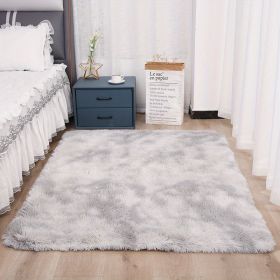 1pc, High Pile Tie-Dyed Shaggy Rug for Living Room and Bedroom - Fire Retardant, Machine Washable, Anti-Skid, Faux Fur, Plush Carpet - Perfect for Nur (Color: Tie-dye Grey, size: 47.24*62.99inch)