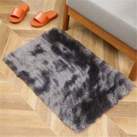 1pc, High Pile Tie-Dyed Shaggy Rug for Living Room and Bedroom - Fire Retardant, Machine Washable, Anti-Skid, Faux Fur, Plush Carpet - Perfect for Nur (Color: Tie-dye Dark Gray, size: 15.75*23.62inch)