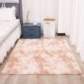 1pc, High Pile Tie-Dyed Shaggy Rug for Living Room and Bedroom - Fire Retardant, Machine Washable, Anti-Skid, Faux Fur, Plush Carpet - Perfect for Nur (Color: Tie-dye Beige, size: 47.24*78.74inch)